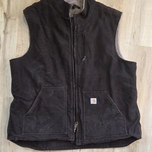 Carhartt Brown Canvas Vest with Gold Logo